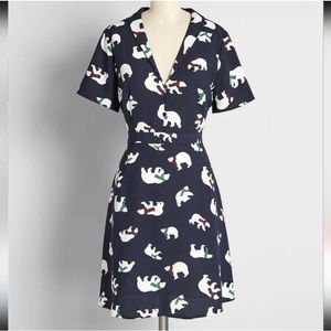 Modcloth Navy Polar Bear Susan Bee Anthony Dress 16W